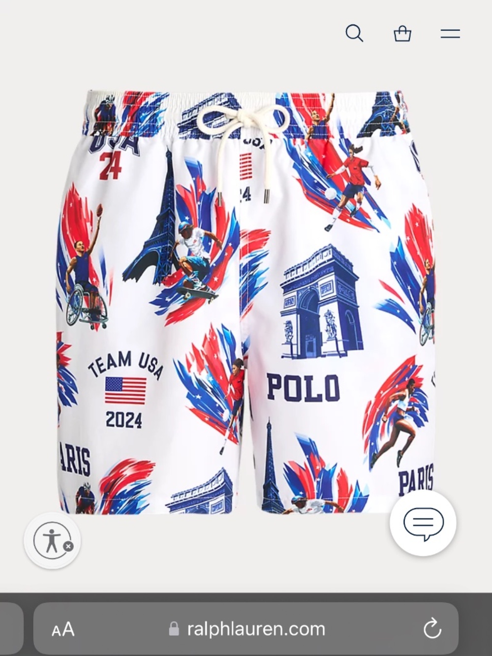 Polo Ralph Lauren White Team USA 2024 Summer Olympics Shorts